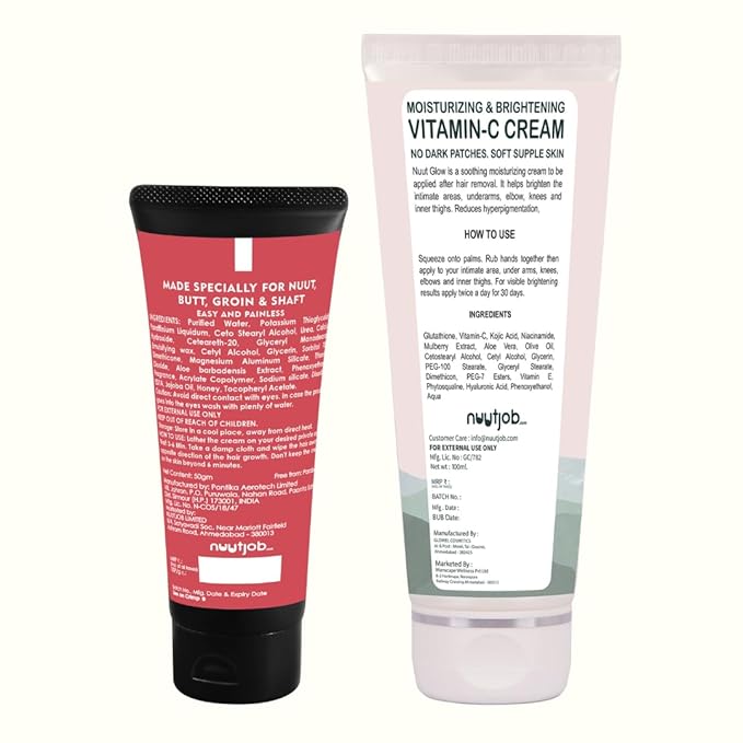 Nuutjob Intimate Hair Removal Cream+ Nuutglow Intimate Moisturizing and Brightening Cream