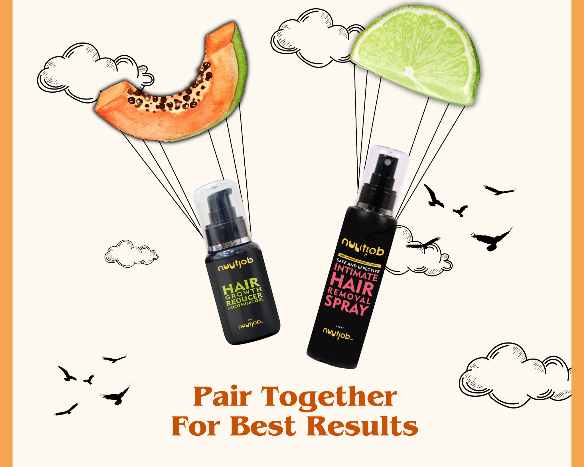 Complete Hair Removal Care Kit | Hair Removal Spray Ayurvedic Formulation + Intimate Brightening cream + Hair Reducer Gel | 260 Ml combo pack