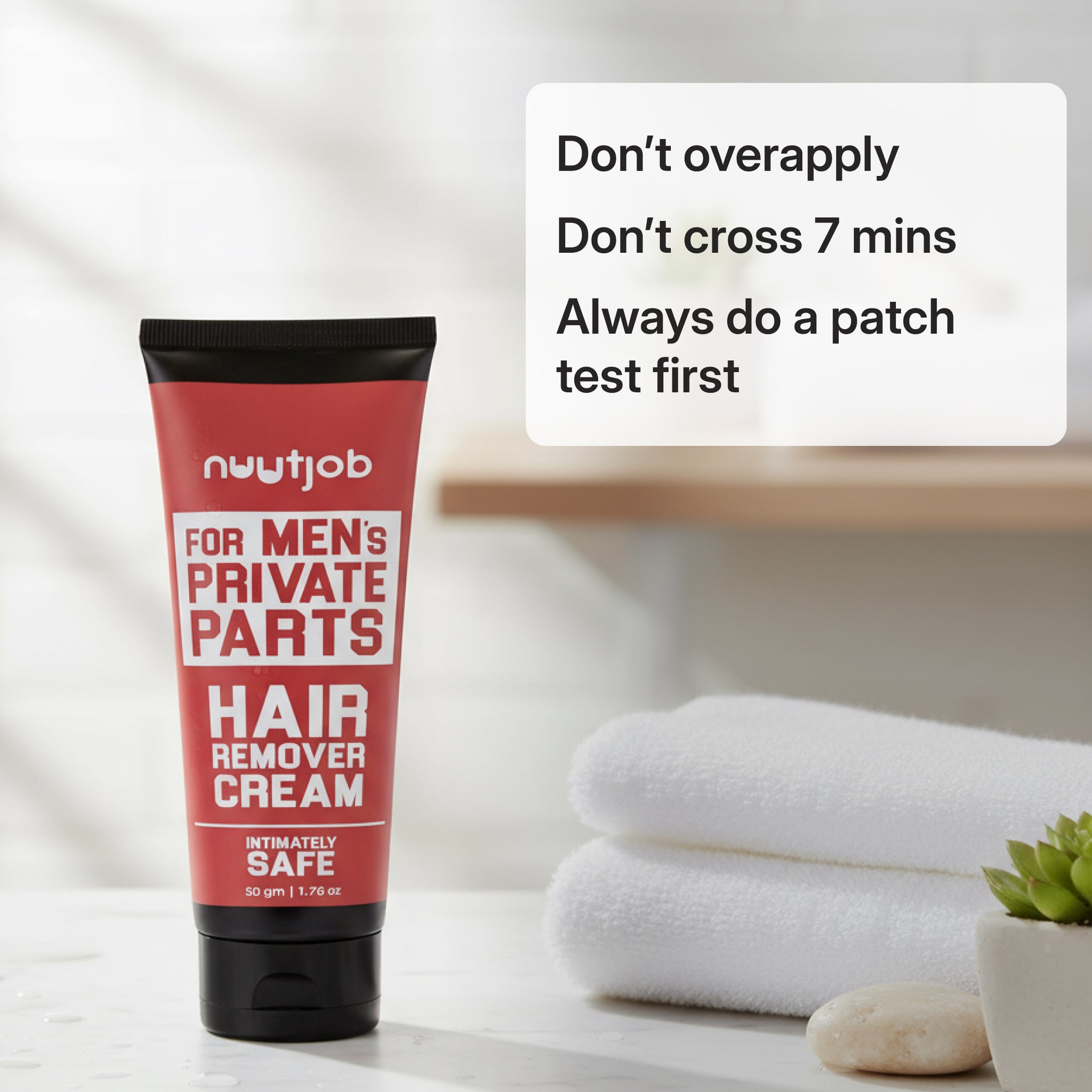 Nuutjob Intimate Hair Removal Cream for Men – Painless Hair Removal for Groin, Butt, and Shaft | Gentle & Fast-Acting Cream for Sensitive Skin - 50 gm