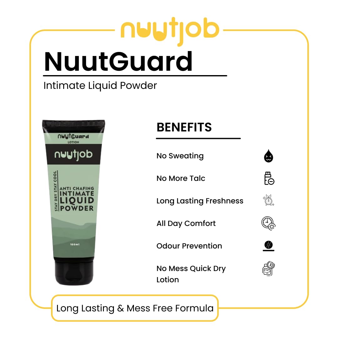 Nuutjob Hair Removal Foam Spray & Nuutguard Liquid Powder Combo - Quick & Painless Hair Removal | Dermatologist Approved | Liquid Powder Controls Sweat, Odour and Itch | For All Skin Types - Unisex Adult | 200 gm + 100 ml